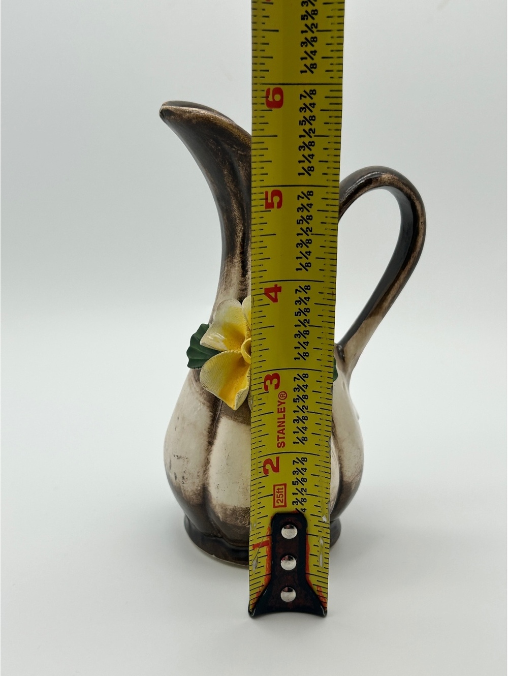 Mini Capodimonte Rustic Pitcher Yellow Flower - Picture 8 of 9